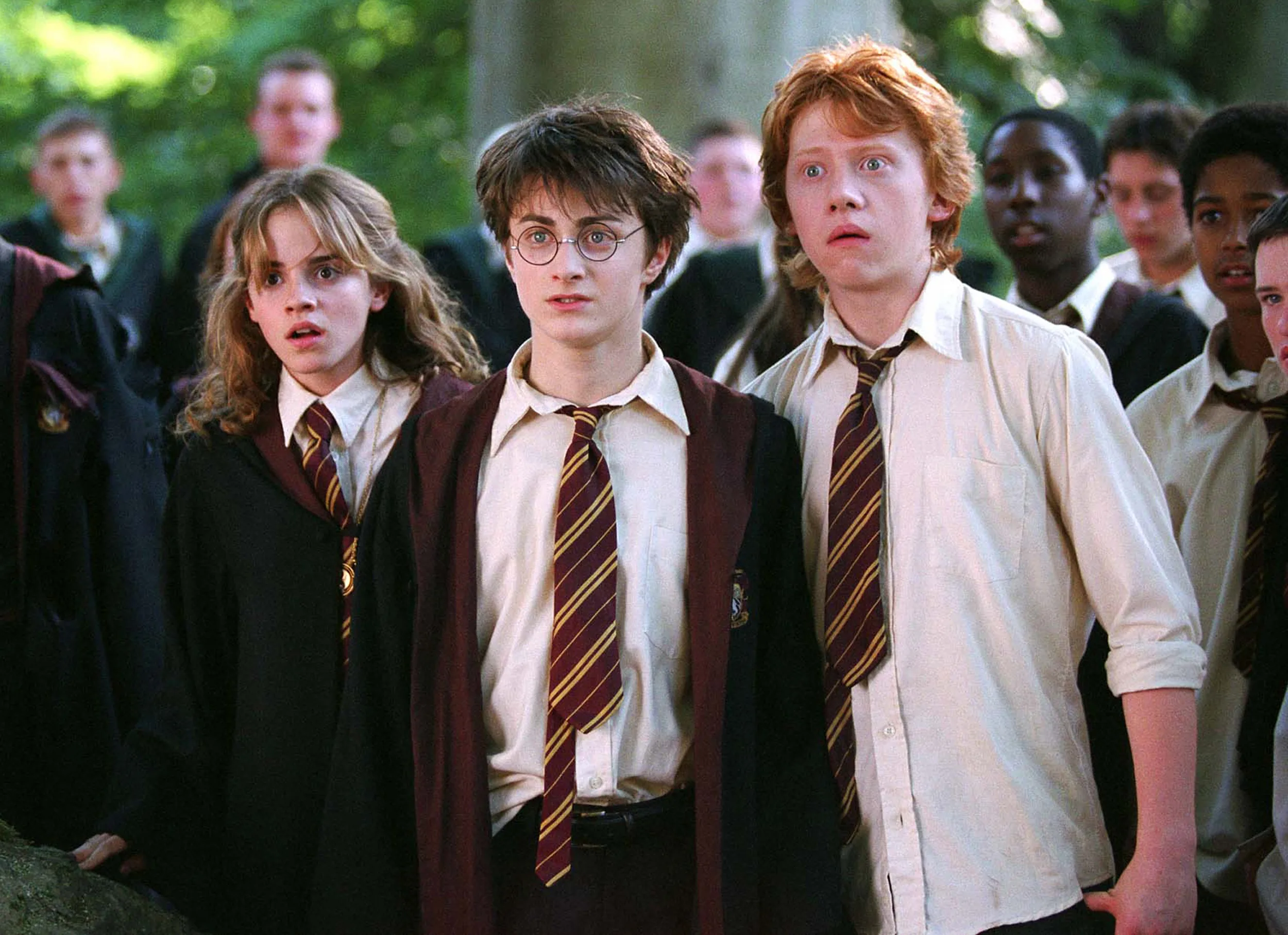 Emma Watson, Daniel Radcliffe and  Rupert Grint in a scene from 'Harry Potter and the Prisoner of Azkaban'.  (AP Photo/Warner Bros.,
